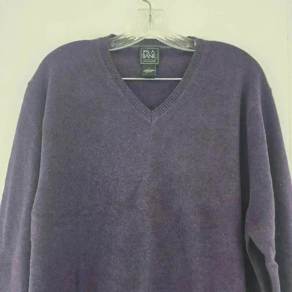 Jos. A. Bank Traveler V Neck Purple Cotton Men's Sweater L - Picture 3 of 7